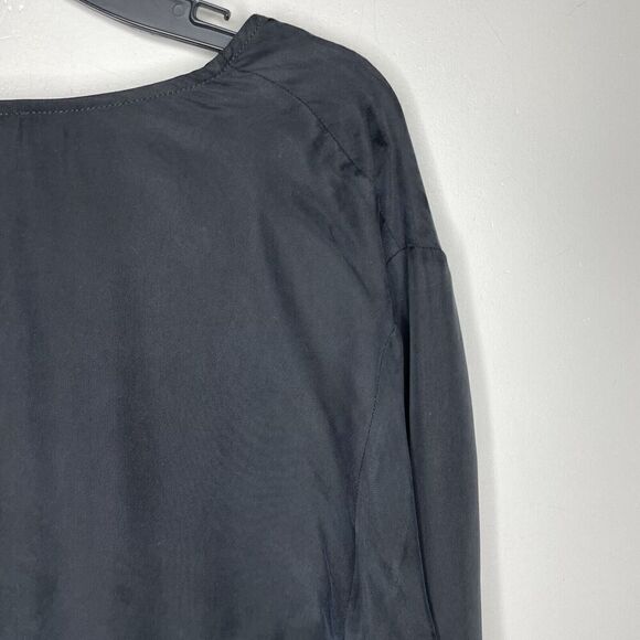 MADEWELL Top Women 00 Black Brushed Ruched-Front NEW Long Sleeve Blouse NN960 - Picture 10 of 16